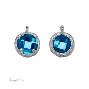 Подвеска круглая с кристаллом, 7,5 мм, родий, Montana (#SVA-FIAN-161R)