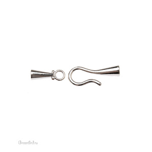 Замок-концевик для кумихимо, серебро, 1 шт. (#HKN01SP)