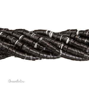 Бусины-диски 5 мм, черный перламутр, нить (#SVA-PRL-104)