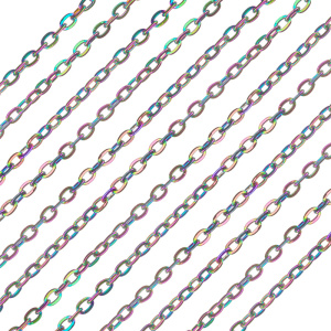 Цепочка тонкая декоративная, радужный, 10 см (#CN-CH006M)