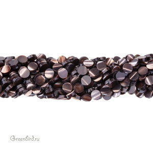 Бусины-таблетки 8 мм, шоколадный перламутр, нить (#SVA-PRL-311)