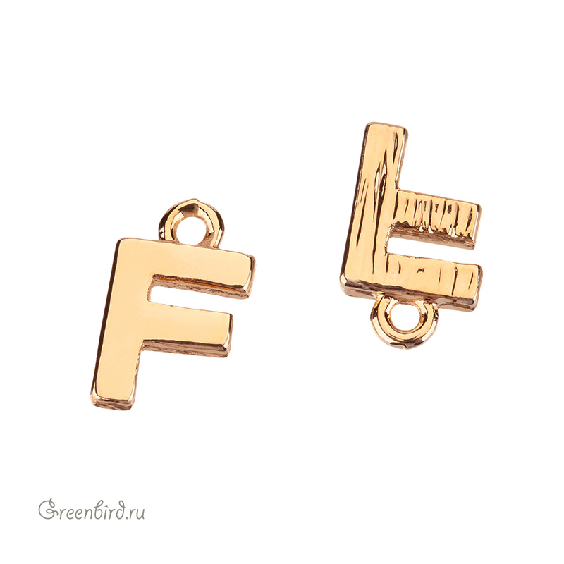Подвеска буква "F", золото, 1 шт. (#SVA-LG-F)