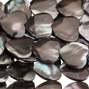 Бусина "Сердце" 20 мм, черно-белый перламутр, 1 шт. (#SVA-PRL-012)