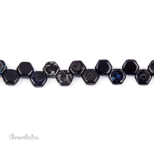 Honeycomb bead 6mm, Jet Picasso, 30 шт. (#23980/43400)