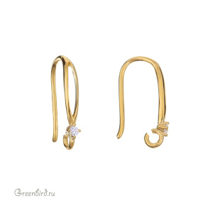 Швензы-крючки с фианитами, золото, пара (#SV1701-0188)