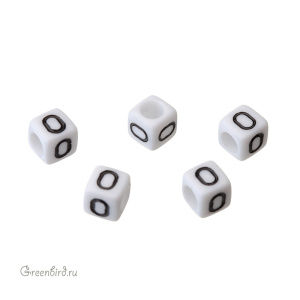 Бусина-буква куб "O" белая, 1 шт. (#SV-Cube-O)