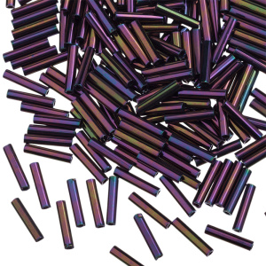 Бисер TOHO Bugle стеклярус 9 мм – металлизированный, радужный, лиловый (#85), 10 г