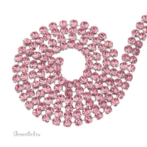 Цепочка со стразами двойная 5,3 мм, светло-розовый, серебро, 10 см (#40001-002-088-223) №64