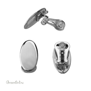 Клипсы "Овал", родий, пара (#SV1701-2481)