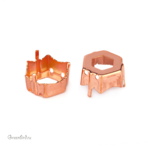 4699 Оправа для ювелирного кристалла Prismatic Hexagon Fancy Stone 14х16 мм, томпак