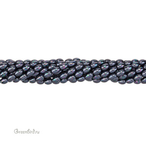 Жемчуг "Майорка" рис 7х5,5 мм, черный/скарабей, нить (#Maj-93)