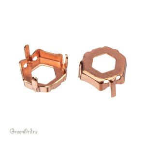 4683 Оправа для ювелирного кристалла Thin Hexagon FS 10х11,2 мм, томпак