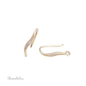 Швензы-крючки с фианитами, золото, пара (#SV1701-0190)