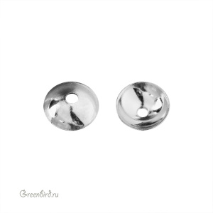 Шапочка гладкая 6 мм, родий, 1 шт. (#SVAC-52R)