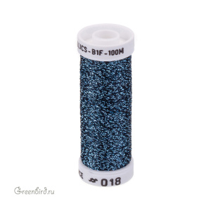 Металлизированная нить AVAS B1F, серо-голубой/черный, 100 м (#018)