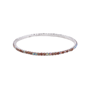 Браслет теннисный, родий, кристаллы, Brown mix, 1 шт. (#SV1701-13063BM)