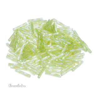 Бисер MIYUKI Twisted Bugle 12mm – Transparent Chartreuse AB (#258), 10 г
