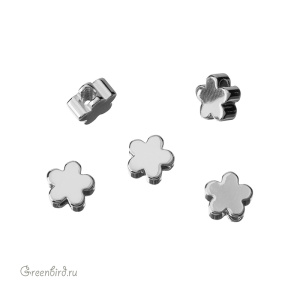 Бусина "Цветочек", родий, 1 шт. (#SV1701-Bead-09R)