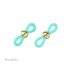 Цветной держатель-концевик для очков, бирюзовый, золото, 1 шт. (#SVA-007G)