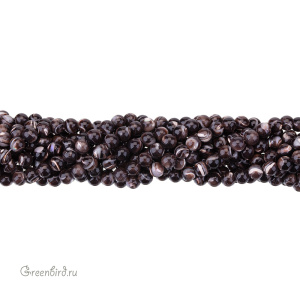 Бусины круглые 6 мм, шоколадный перламутр, нить (#SVA-PRL-295)