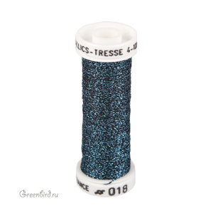 Металлизированная нить Tresse #4 AVAS, серо-голубой/черный, 10 м (#4-018)
