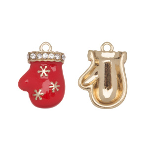 Подвеска с эмалью "Рукавичка", фианиты, золотистый, 1 шт. (#CN-PN-237)