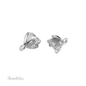 Бейл с фианитами "Тюльпан", родий, 1 шт. (#SVA-BAIL-42R)