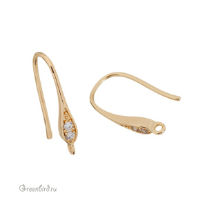 Швензы-крючки с фианитами, золото, пара (#SVAE-112G)