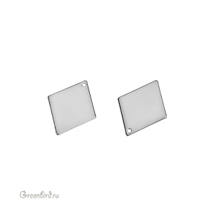 Подвеска "Ромб" 15х21 мм, родий, 1 шт. (9S861), Корея