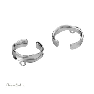 Кафф-колечко "Лента", родий, 1 шт. (#SV1701-K18)