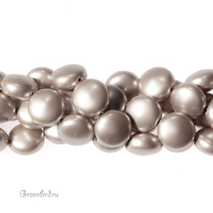 Swarovski 5860 Жемчуг плоский 12x7 мм, платиновый (#459), 1 шт.