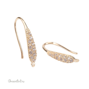 Швензы-крючки с фианитами, золото, пара (#SVAE-110G)