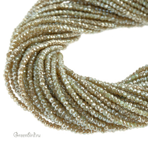 Бусины граненые рондели "Мини", хаки, нить (#SVAB207)