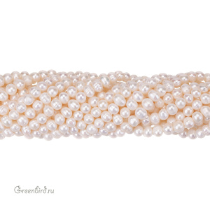 Жемчуг пресноводный 9х8,6 мм, светлый, нить (#1690)