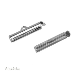 Концевик-трубочка 20 мм, родий, 1 шт. (#SV1701-E04-R)