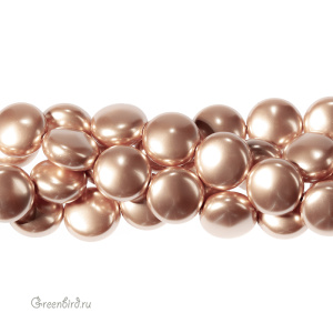 Swarovski 5860 Жемчуг плоский 12x7 мм, розовое золото (#769), 1 шт.