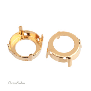 NEW 1695 Оправа для Sea Urchin Round Stone PF 14 мм, томпак/золото