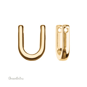 Подвеска гладкая буква "U", золото, 1 шт. (#SV1701-LG-U)