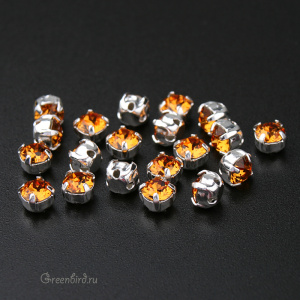 53200 Chaton Montees SS16 (4мм) в оправе, серебро – Topaz (#203)