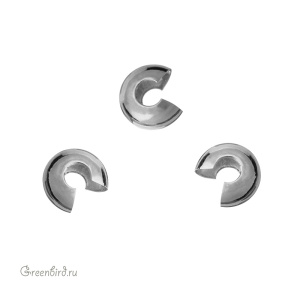 Бусина на кримп 5 мм, родий, 1 шт. (#SV1701-CC-10R)