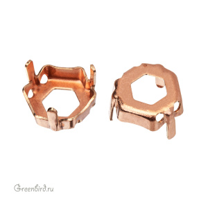 4683 Оправа для ювелирного кристалла Thin Hexagon FS 7,8х8,7 мм, томпак