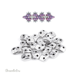 CYMBAL Металлическая бусина SuperDuo "Varidi", ант. серебро, 1 шт. (#SD-01226-SP)