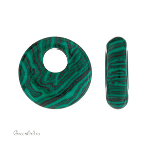 Бусины-бублики "Donut Bead", синтетический малахит, 1 шт. (#SVA-DNT-25)