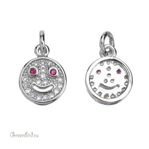 Подвеска "Смайл" с фианитами, родий (#SVA-FIAN-024R)