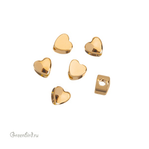 Бусина "Сердечко" 4 мм, золото, 1 шт. (#SV1701-Bead-25G)