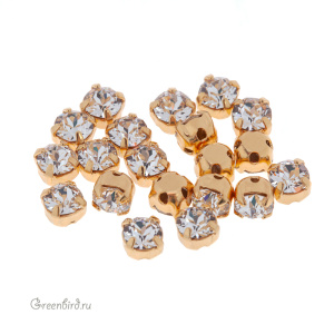 53200 Chaton Montees SS16 (4мм) в оправе, золото – Crystal (#001)