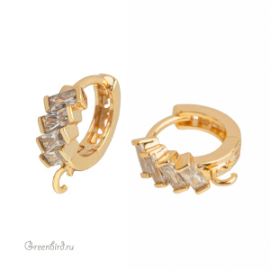 Швензы круглые с фианитами, золото, пара (#SVAE-028LG-1)