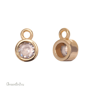 Подвеска круглая с фианитом, золото, Crystal (#SVA-FIAN-001G)