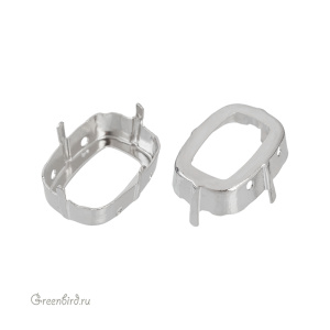 4568 Оправа для ювелирного кристалла Cushion Fancy Stone 18х13 мм, белая бронза