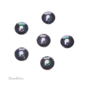 Жемчуг "Майорка" круглый плоский 14 мм, черный/скарабей, 1 шт (#SV1701-9028)